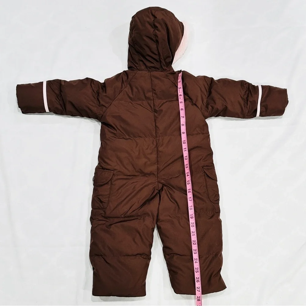 Gap babyGAP Brown Pink Down Filled Bunting Winter Hooded Snowsuit - Picture 8 of 11